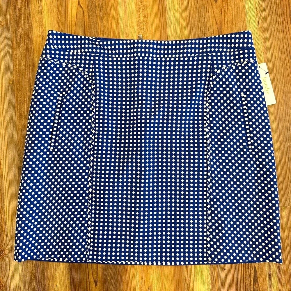 Laundry by Shelli‎ Segal Skirt Suit Womens 14 Blue Polka Dot 2-Piece Set NWT